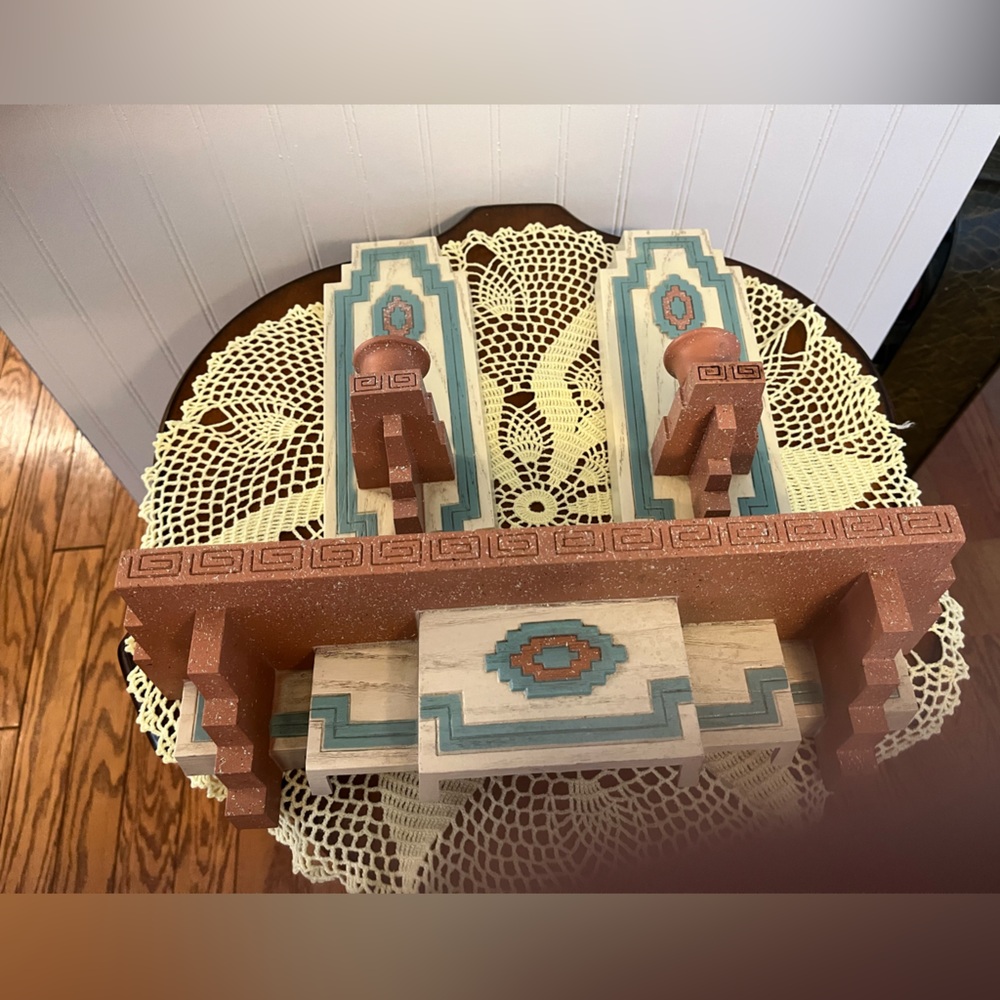 1995 BURWOOD Southwest Wall Decor Shelf #3326 Sconce Set 3325 Made USA